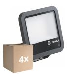 Multipack 4x Ledvance LED Floodlight Aluminium Black 69W 10000lm 100D - 840 Cool White | IP66 - Light Sensor - Symmetrical