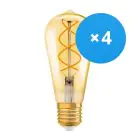 Multipack 4x Osram Vintage 1906 LED E27 Pear Gold 4W 300lm - 820 Extra Warm White | Dimmable - Replaces 25W